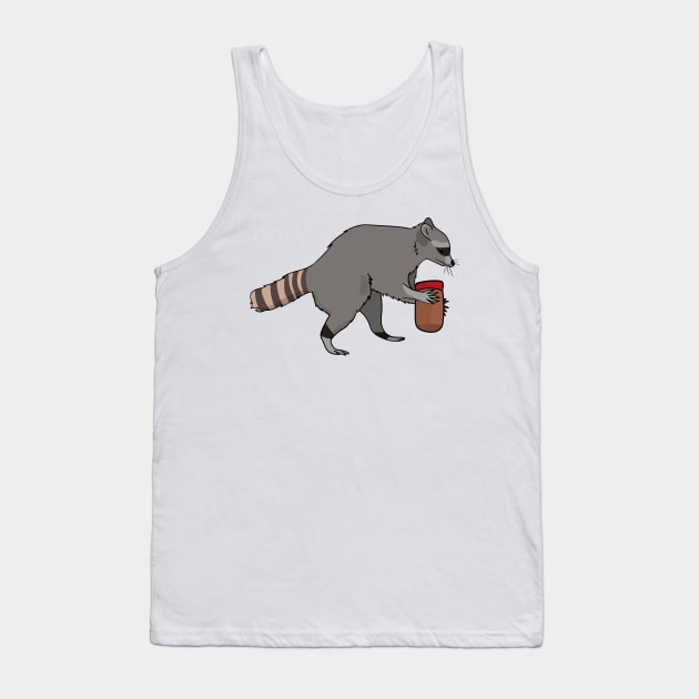 Raccoon Stealing Peanut Butter Tank Top by jeff's stickers